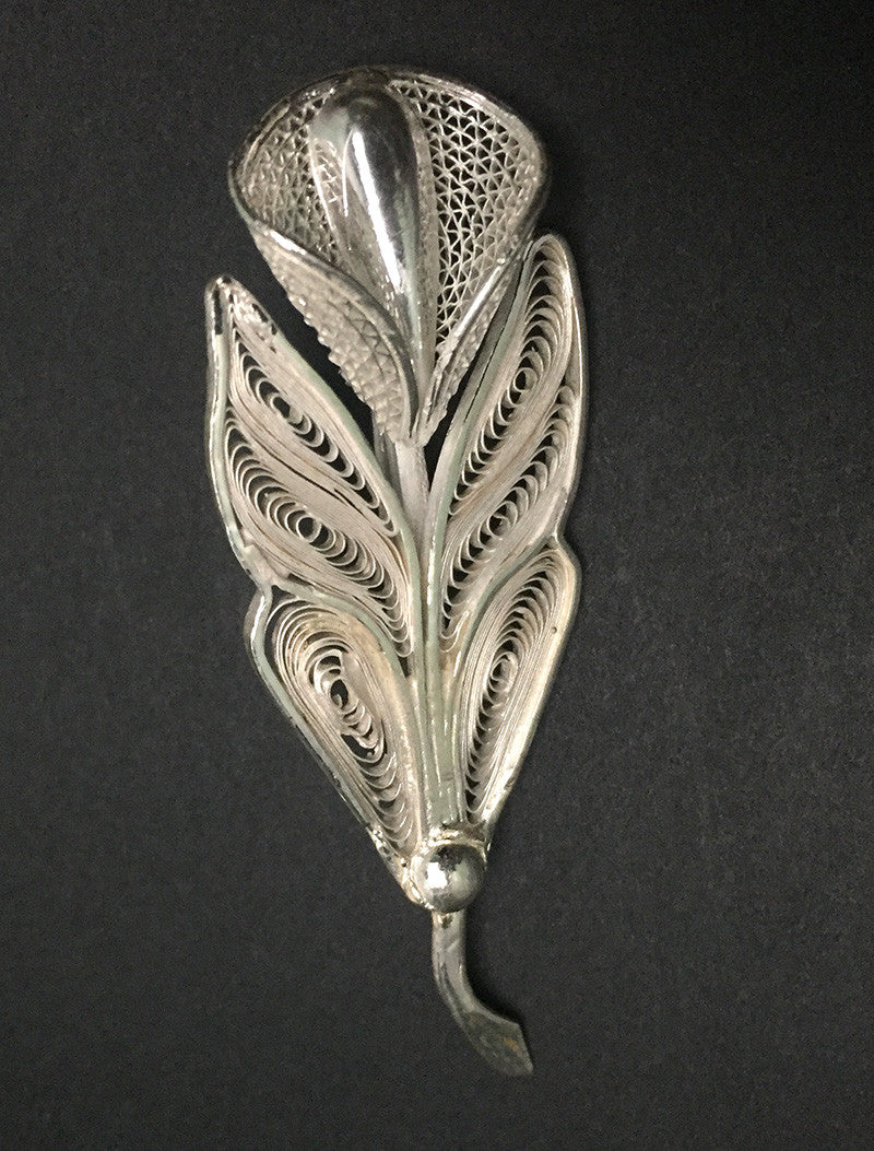 Silver Floral Saree Pin Brooch