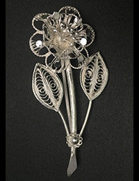 Silver Floral Saree Pin Brooch