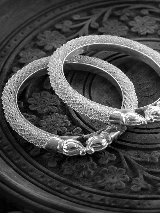 Silver Plated Stylish Bangles (Set of 2) – Kreate
