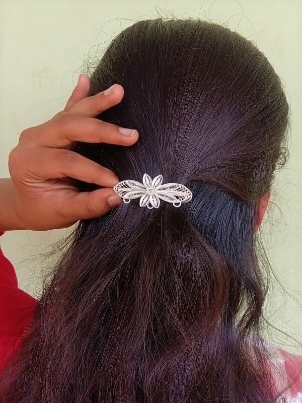 Silver hair clips for women  Silver Linings Filigree Store