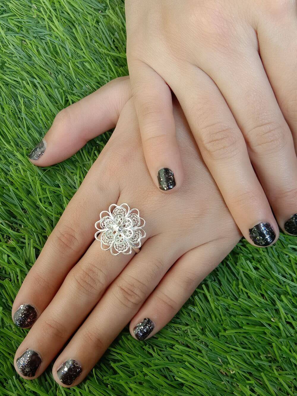 Cheap cute Sparkling rhinestone silver wide rings for women