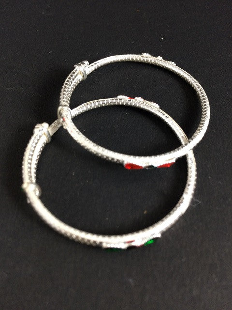 Silver Baby Bangles with Meenakari