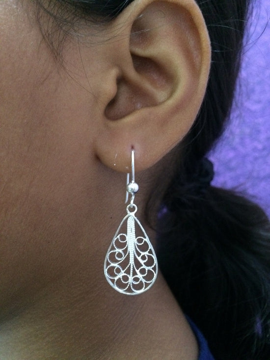Load image into Gallery viewer, Silver Filigree Earrings          
