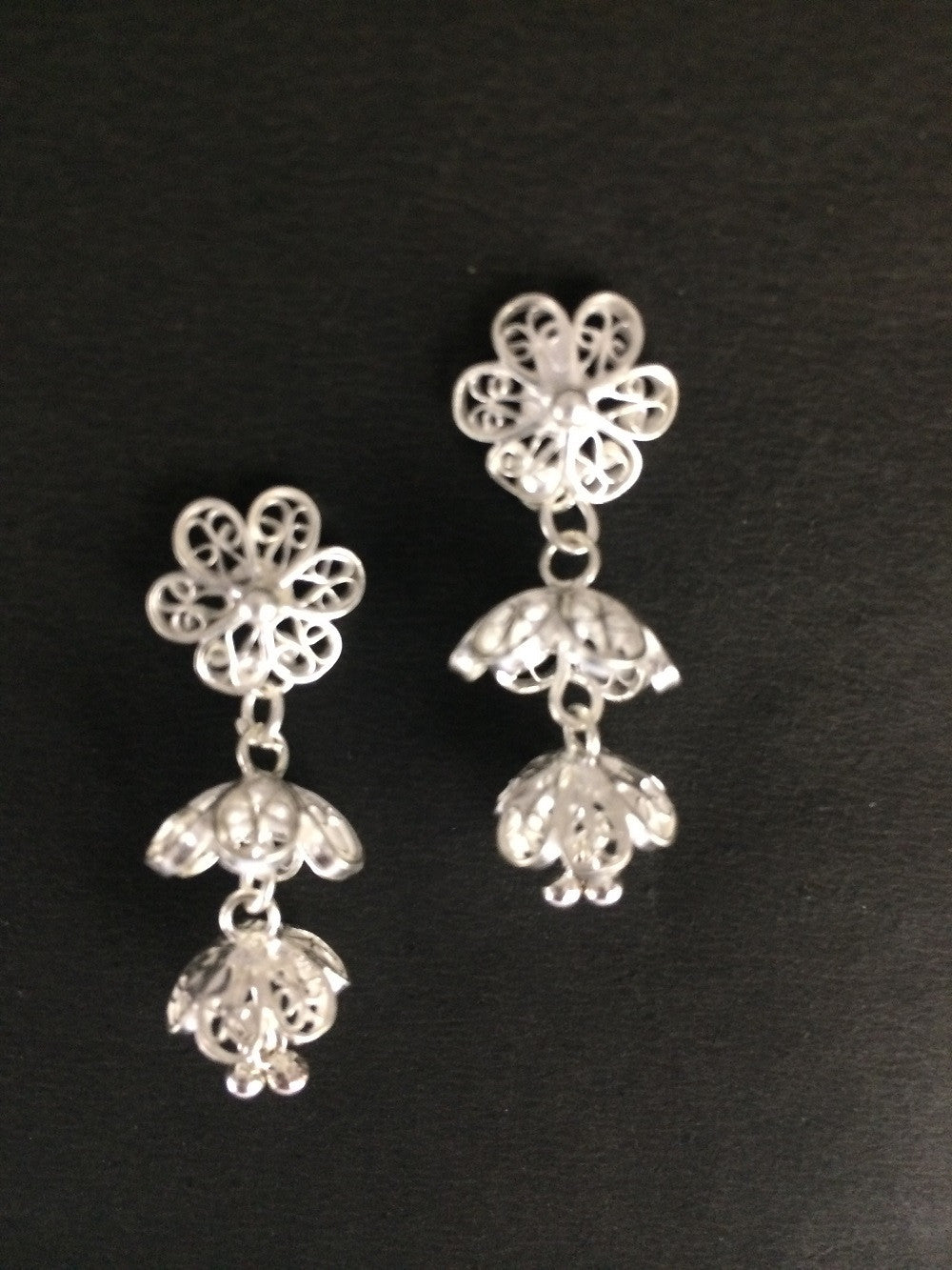 Load image into Gallery viewer, Silver Filigree Earrings          
