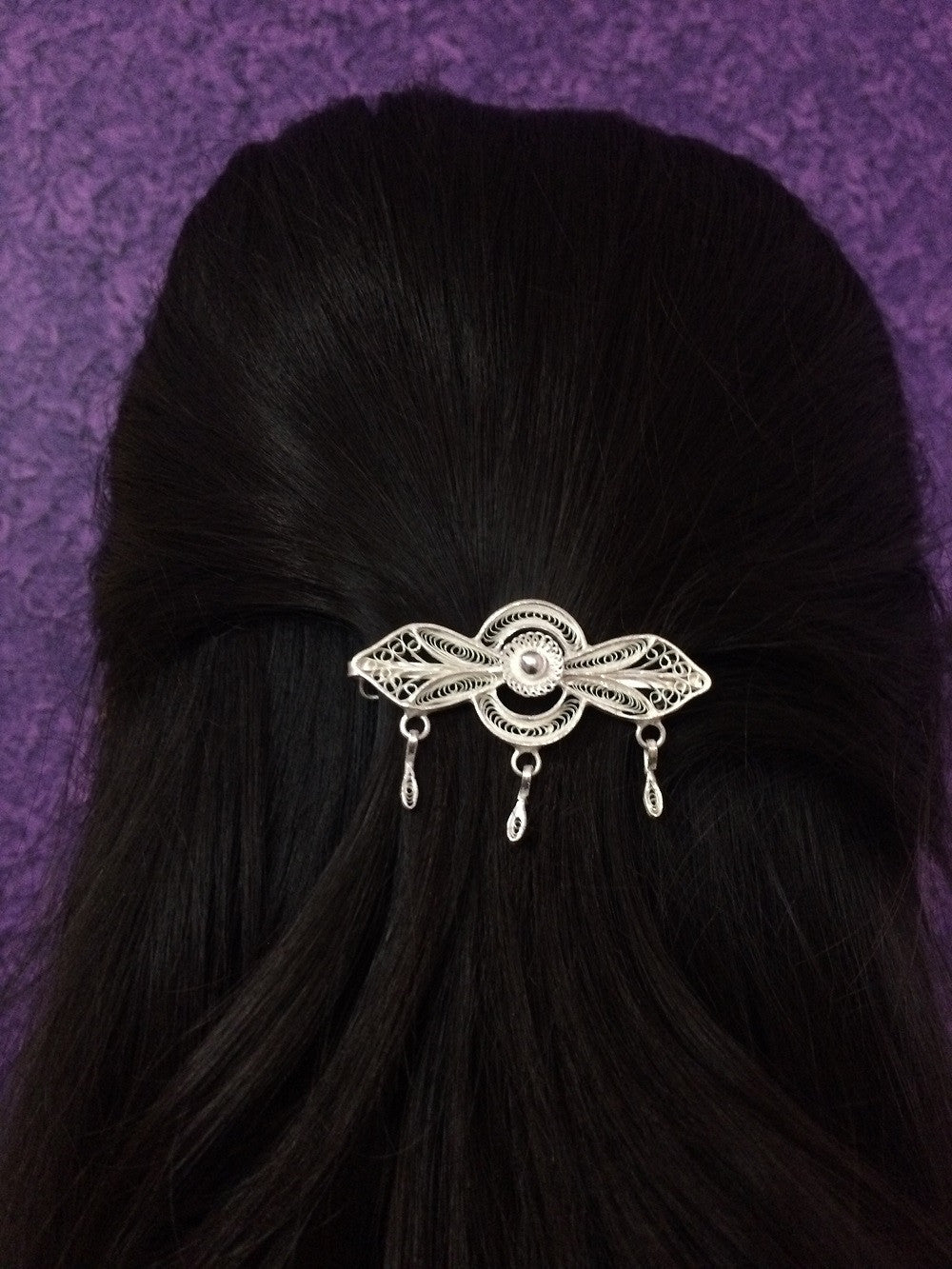 Silver Filigree Hair Clips      