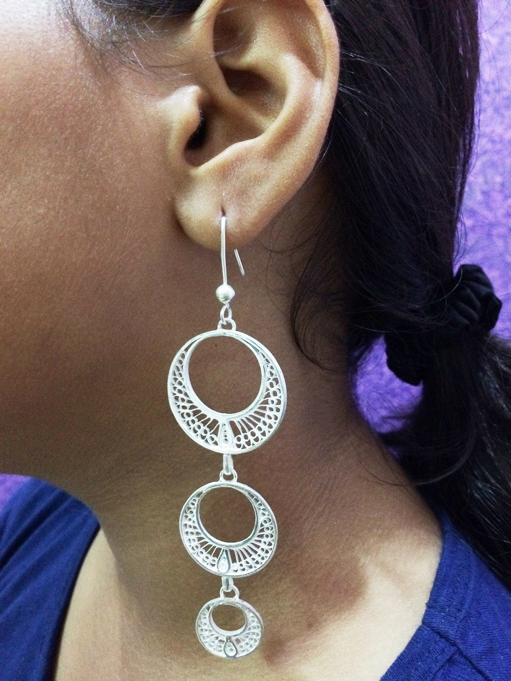 Silver Earrings Swaying and traditional