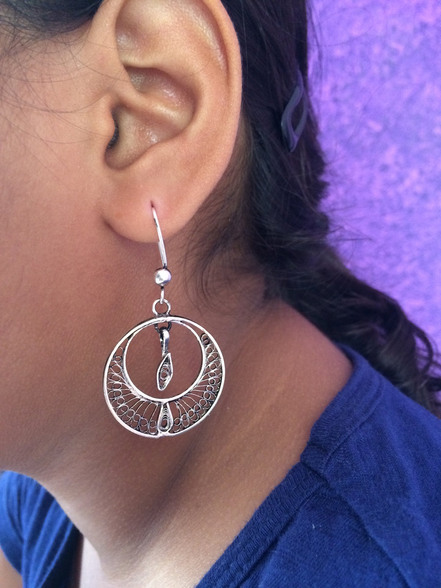 Silver Filigree Oxidised Earrings       