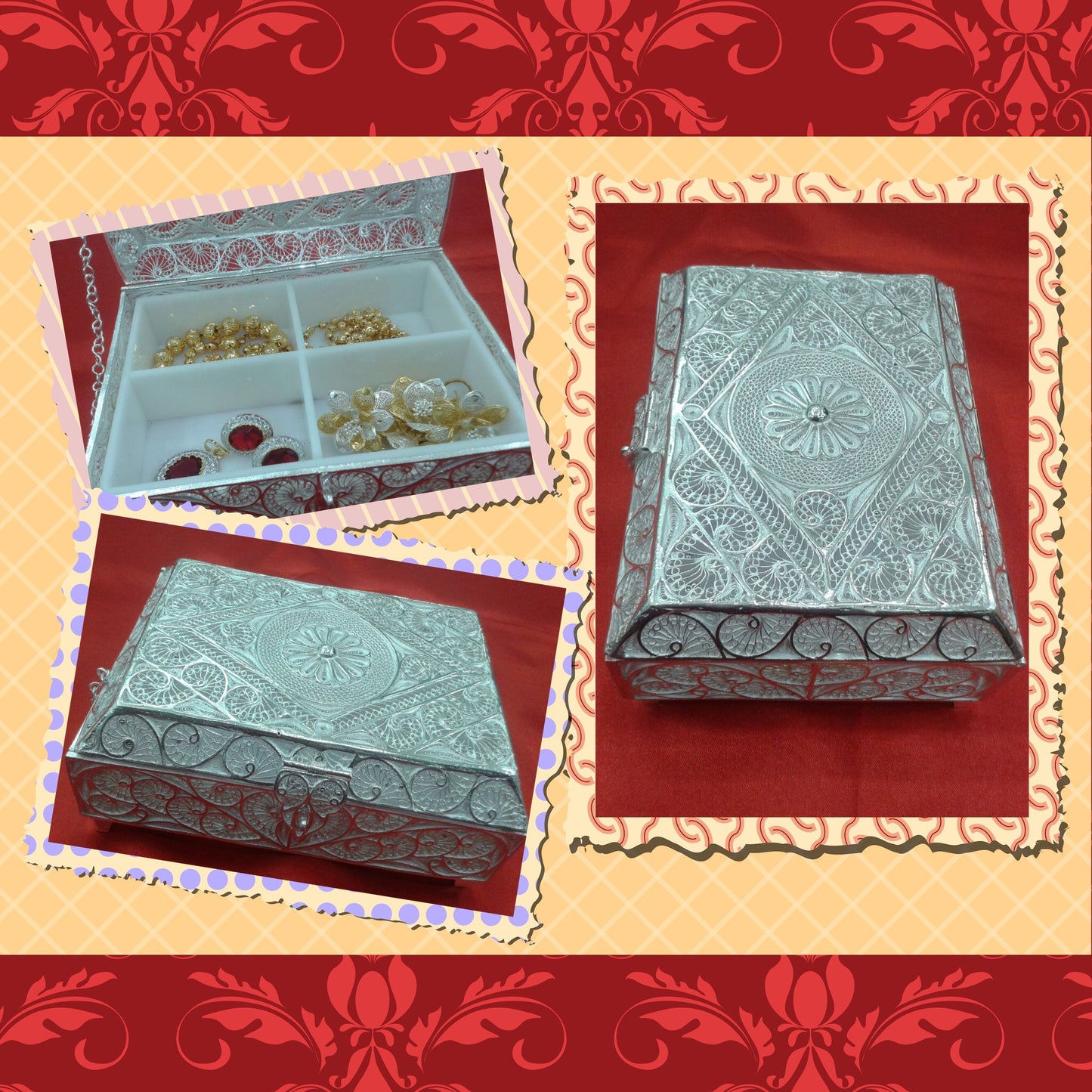 Silver Filigree Jewellery Box