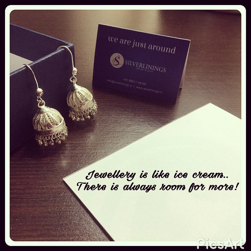 Silver Jhumkas     