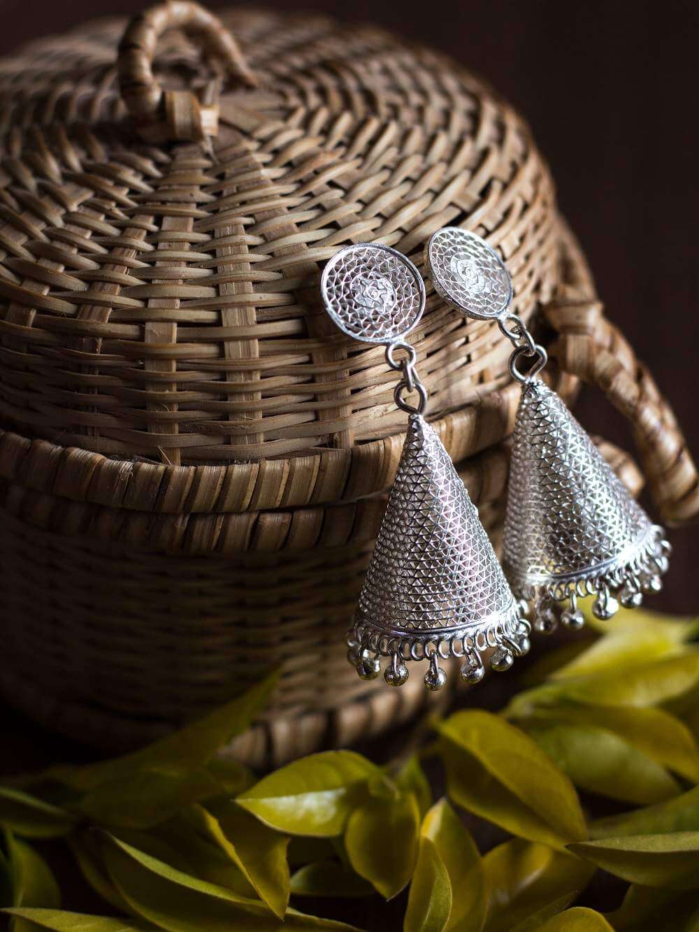 Silver Jhumkas     