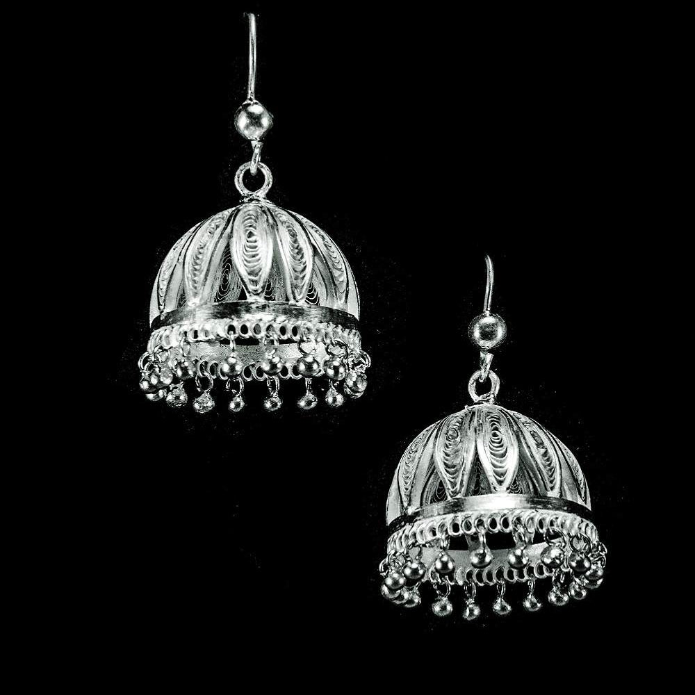 Silver Jhumkas   