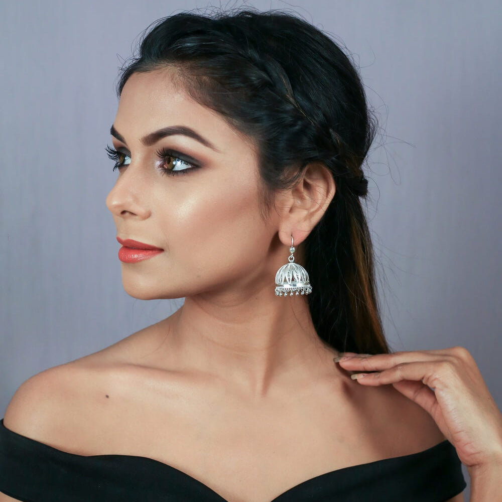 Silver Jhumkas     