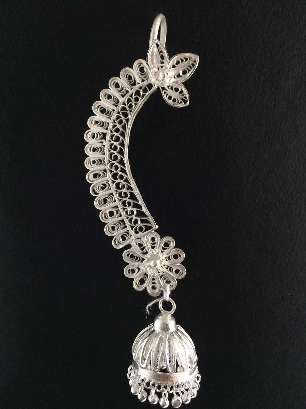 Silver Kaan Jhumka     