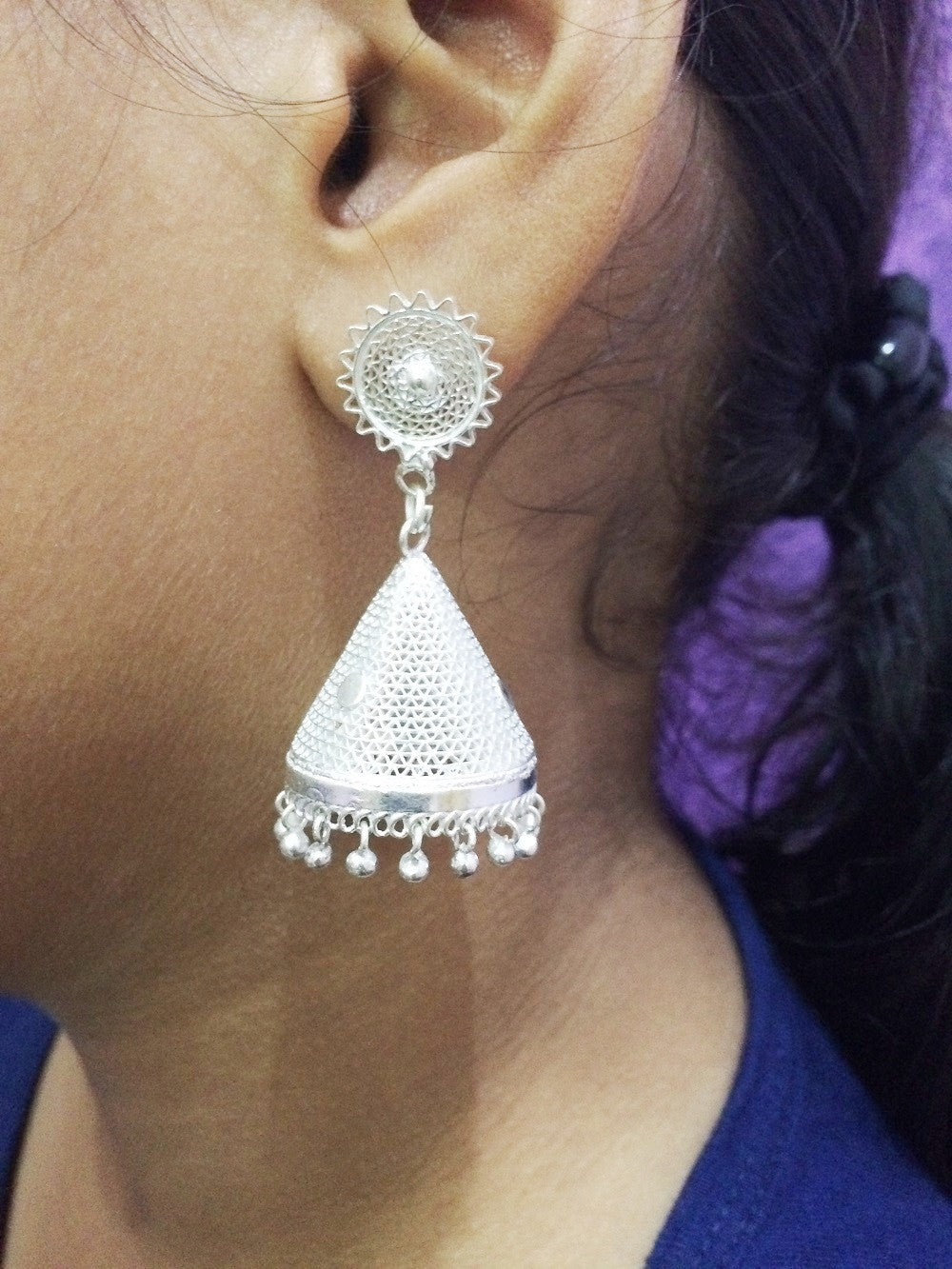 Silver Large Jhumkas