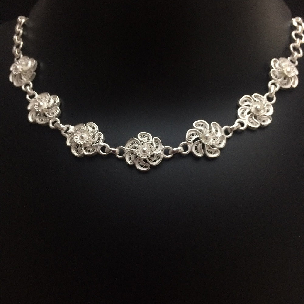 Silver Choker Necklace in Filigree