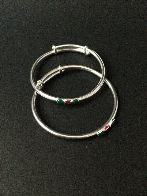 Silver Meenakari Baby Bangles