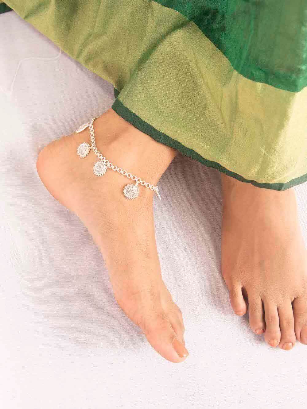 Silver Anklet Circle Single
