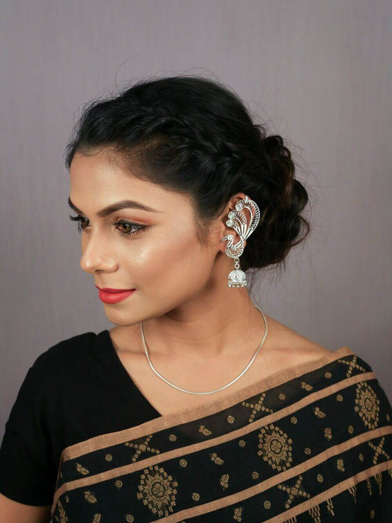 Women's Alloy Chandbali Earrings in White | Earrings for saree, Chandbali  earrings, Bridal jewelery