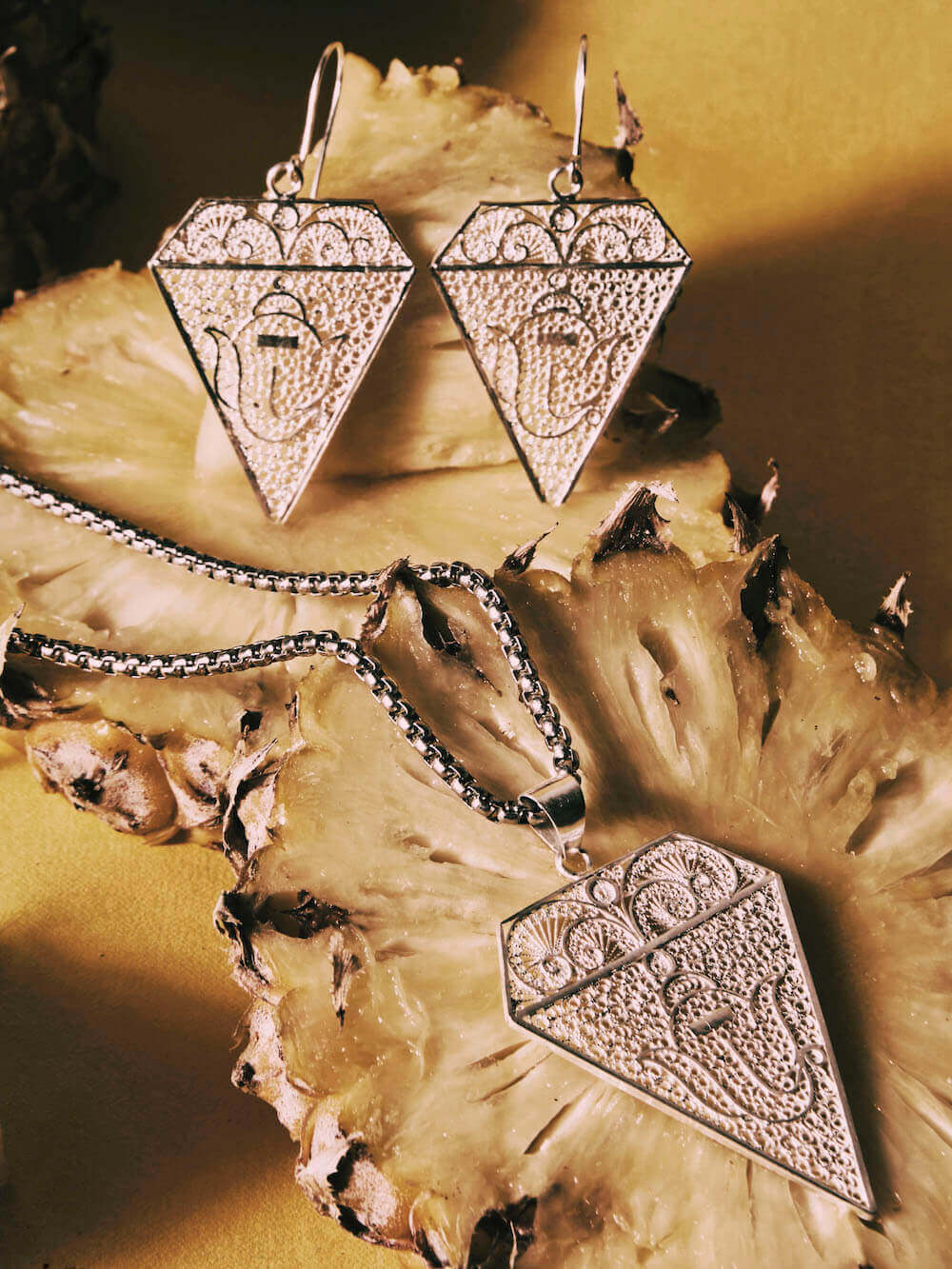 Designer Silver Earrings handmade with filigree art